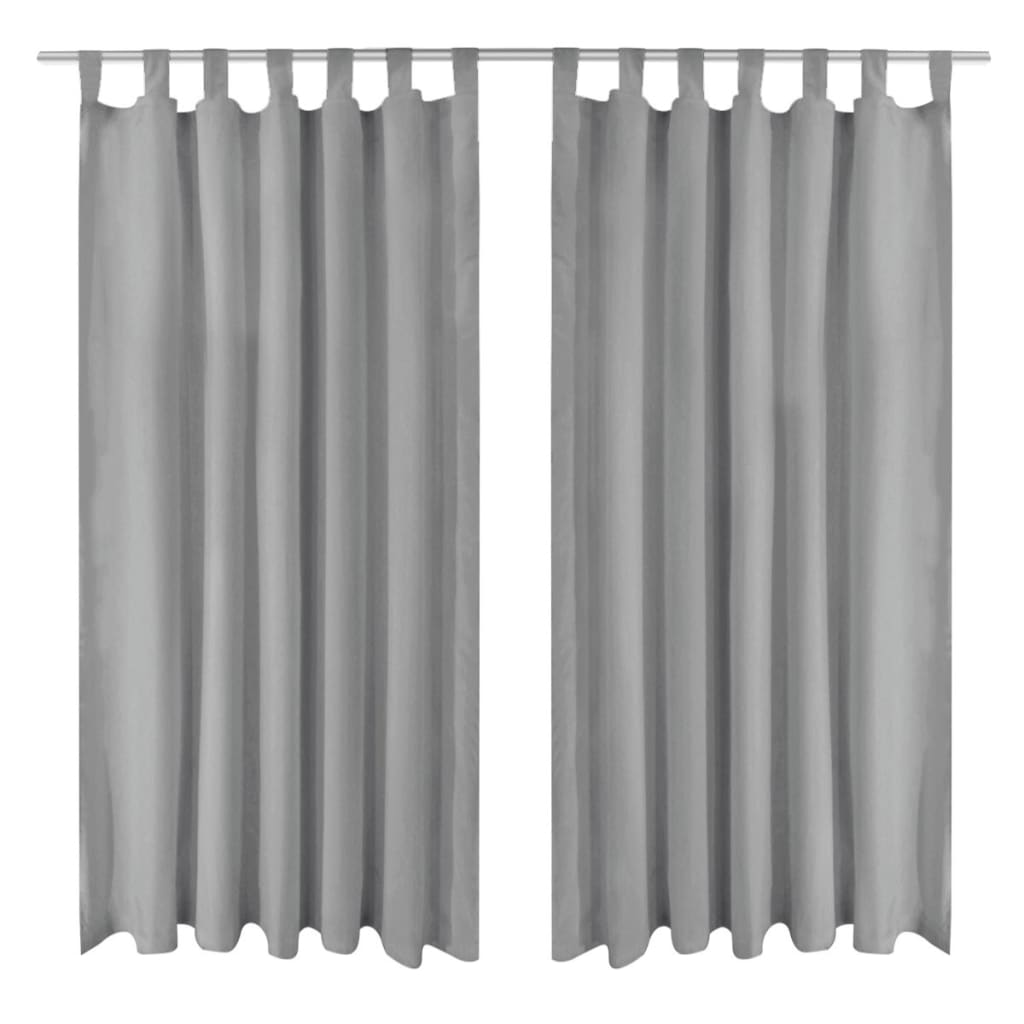 Micro-Satin Curtains 2 pcs with Loops 140x175 cm Grey - R and M Furniture