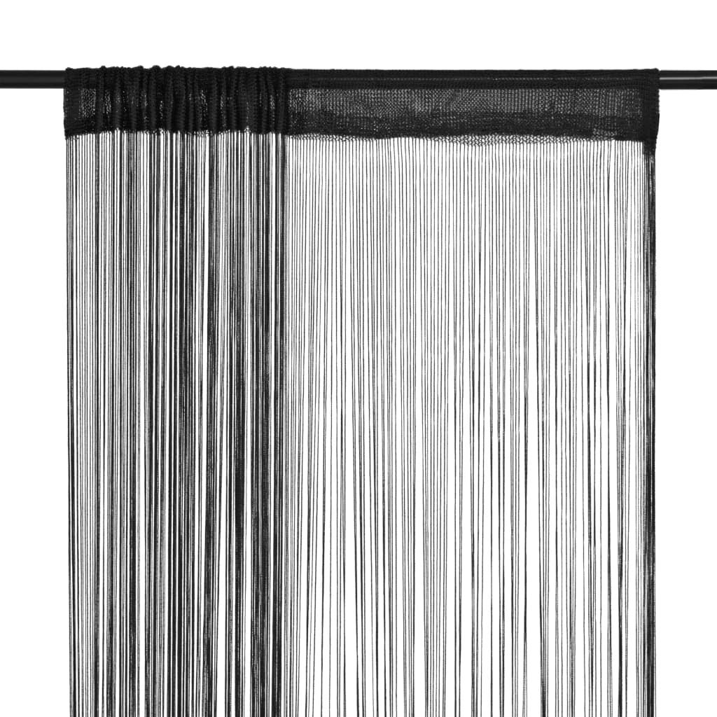String Curtains 2 pcs 140x250 cm Black - Sid & Sam