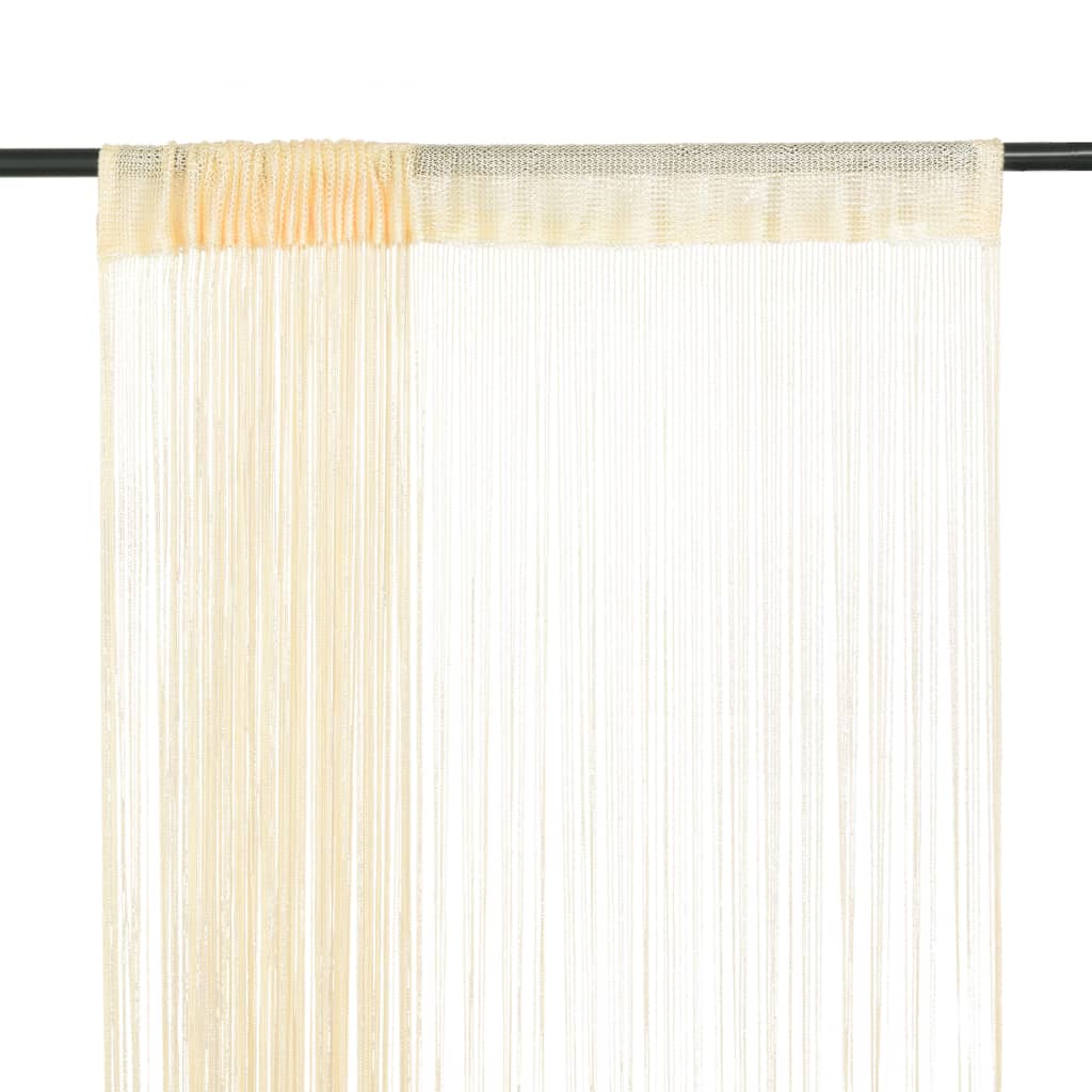 String Curtains 2 pcs 100x250 cm Cream - Brittle & Co