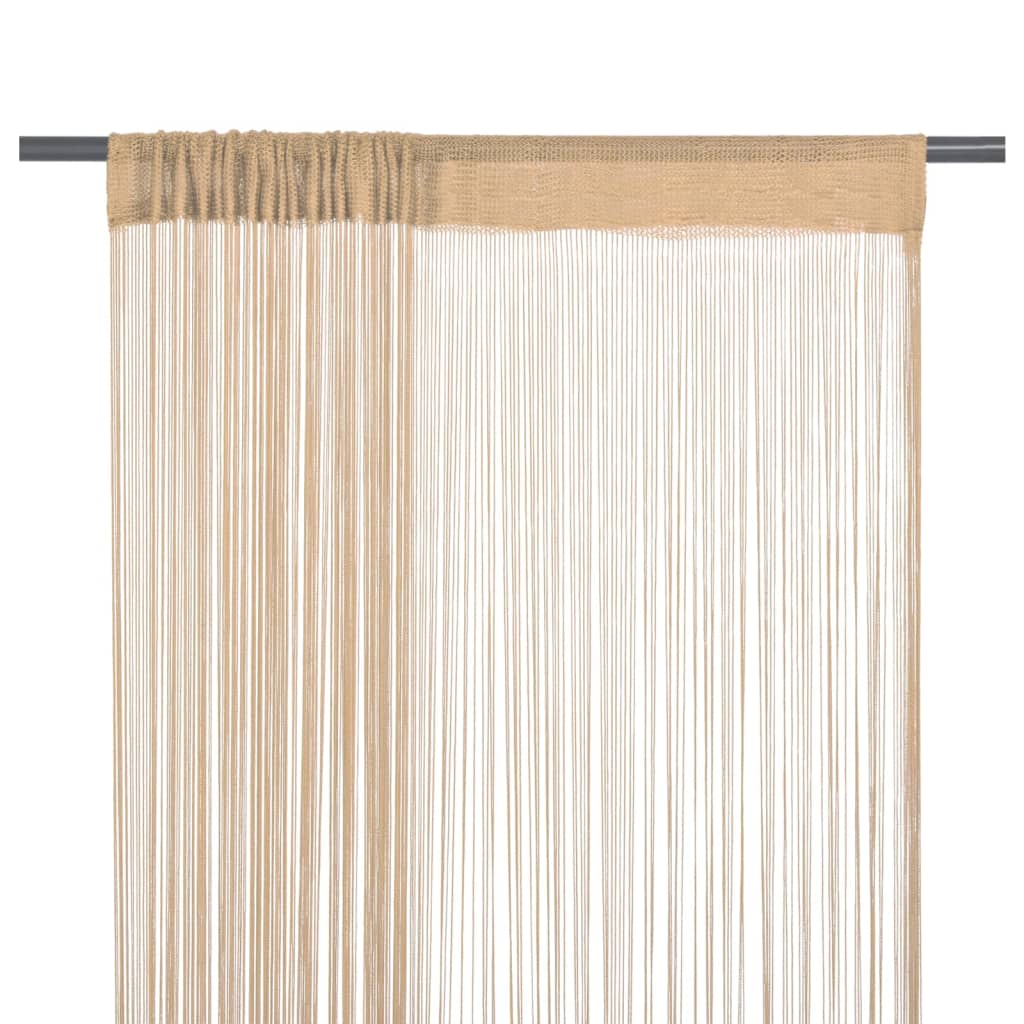 String Curtains 2 pcs 100x250 cm Beige - Millennium Furniture