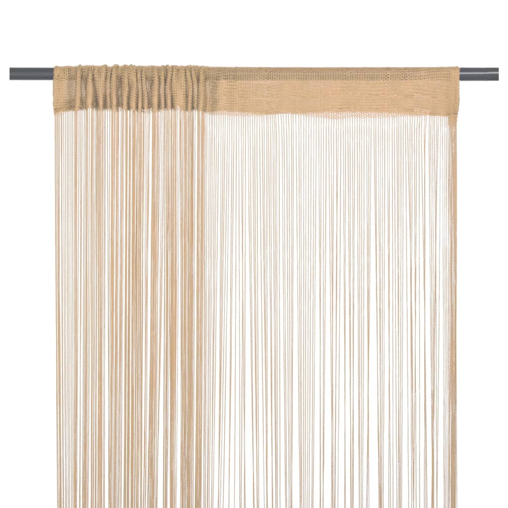 String Curtains 2 pcs 140x250 cm Beige - Discount Dealers