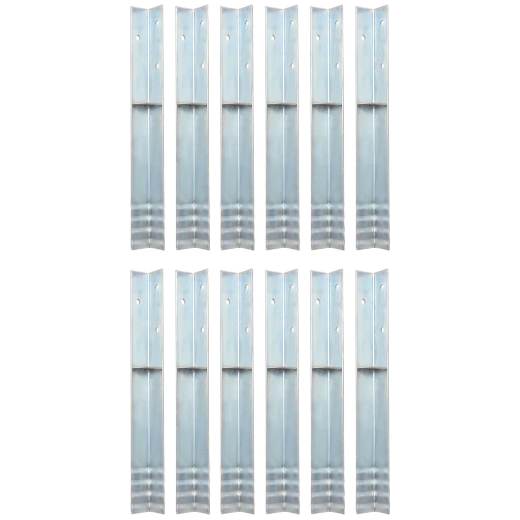 L-shaped Ground Anchors 12 pcs Galvanised Steel 5x5x50 cm - R and M Furniture