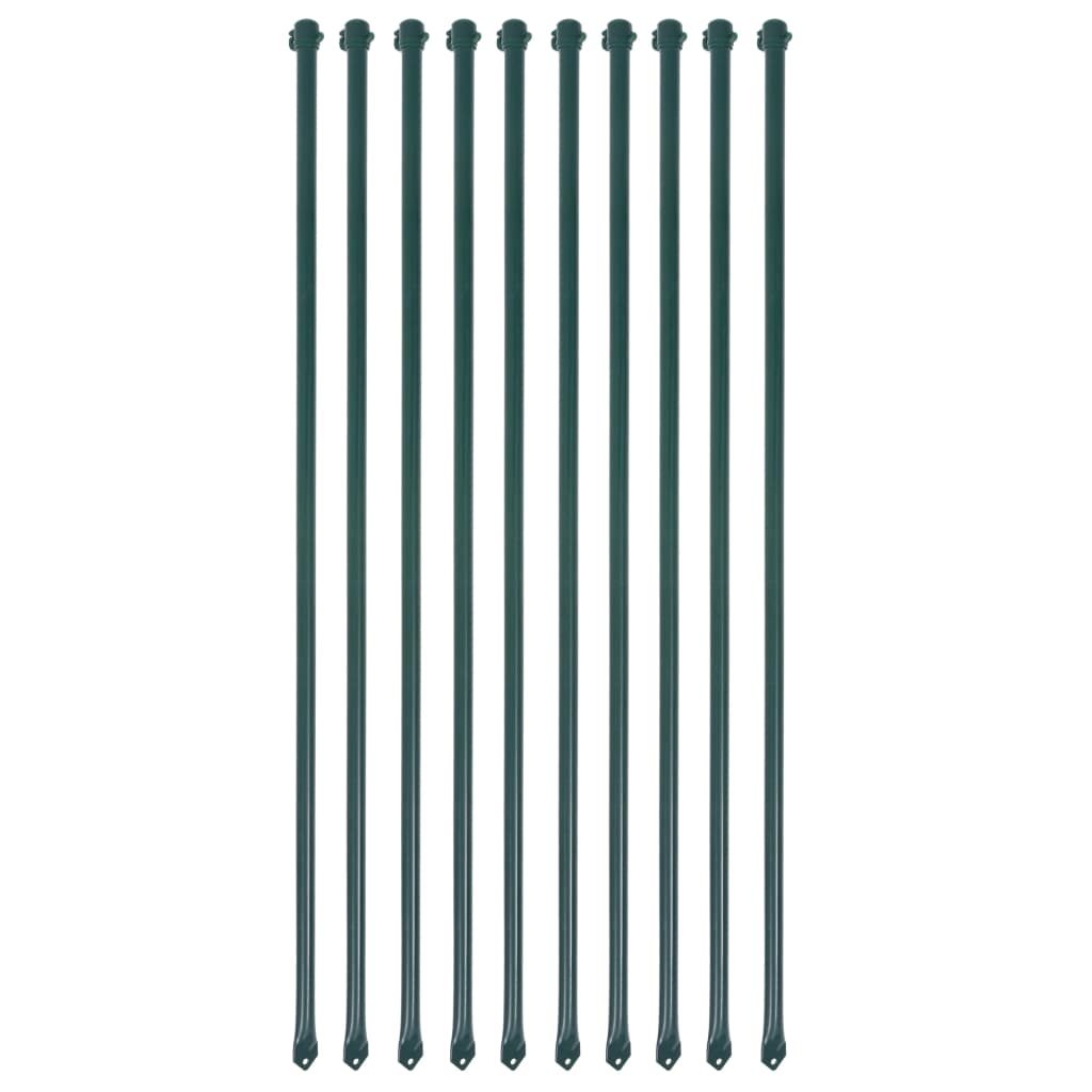 Garden Posts 10 pcs 1 m Metal Green - R and M Furniture