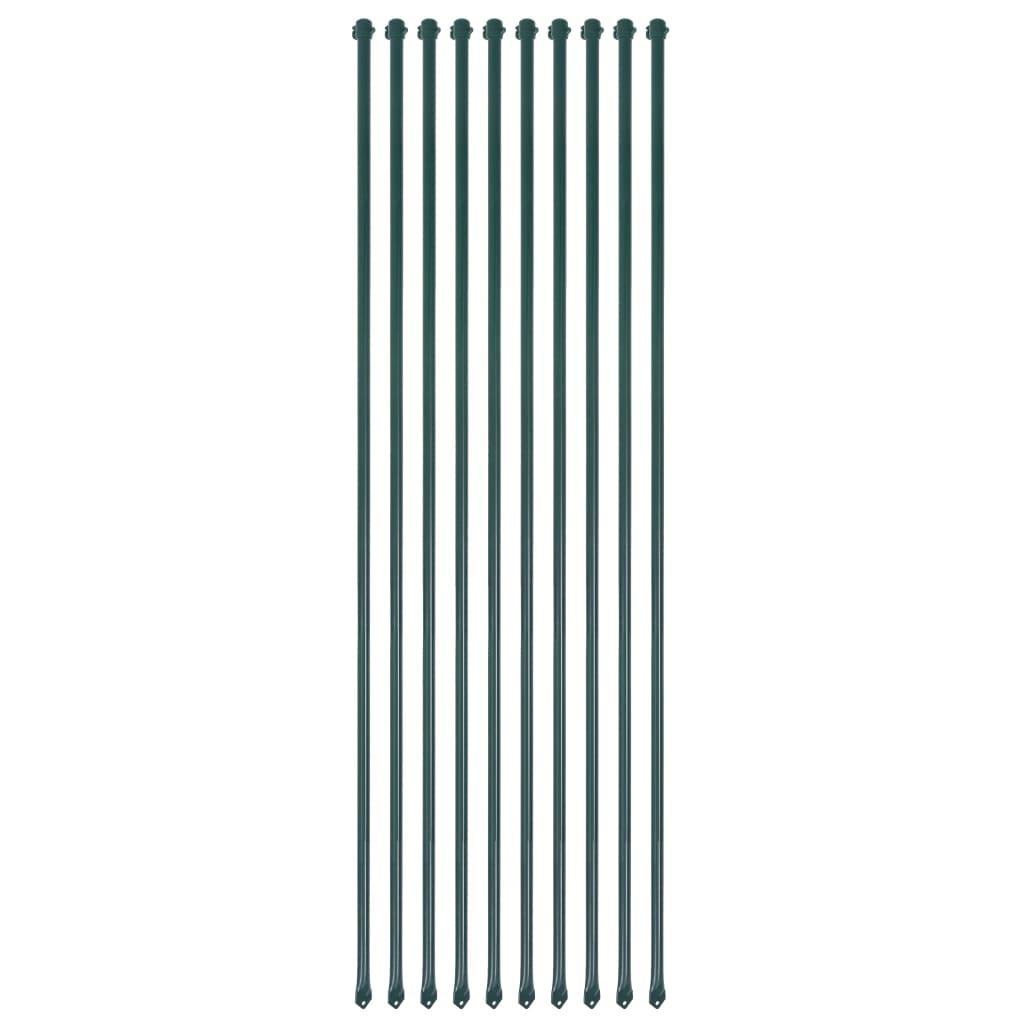 Garden Posts 10 pcs 1.5 m Metal Green - Charlotte Dunes