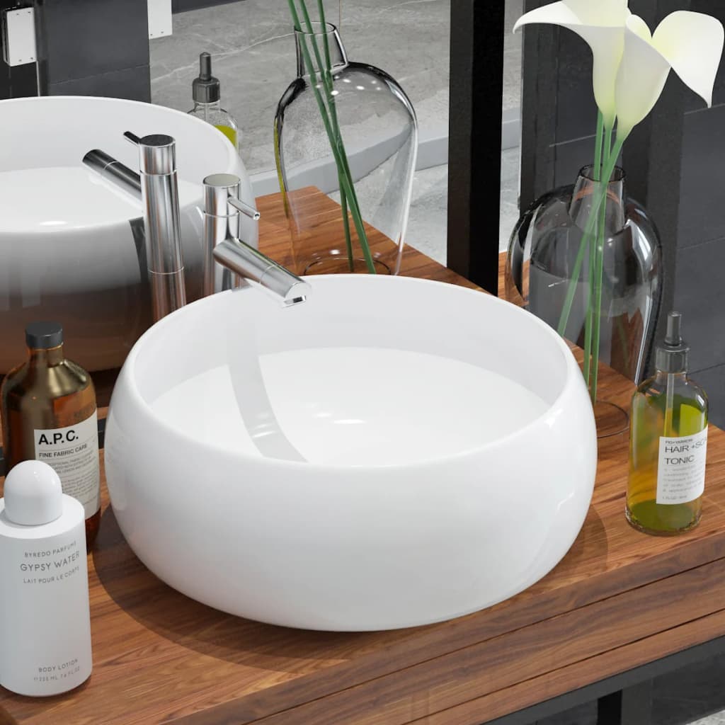 Basin Round Ceramic White 40x15 cm - Direct Imports