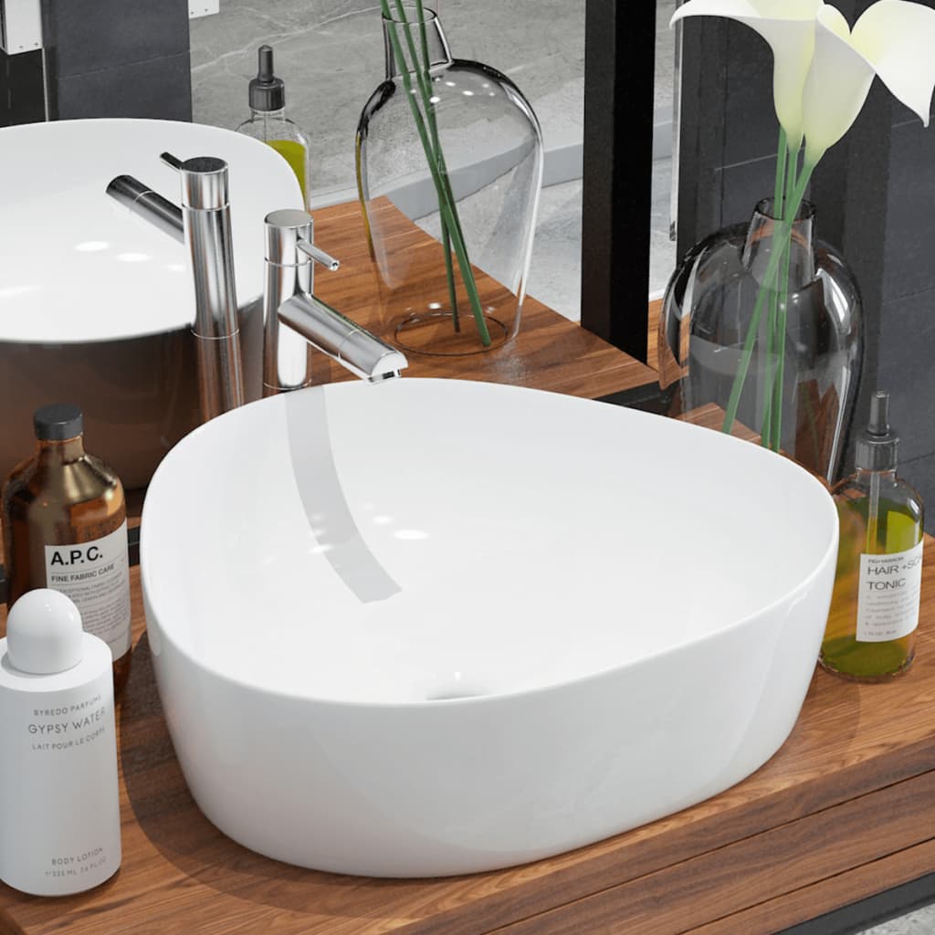 Basin Triangle Ceramic White 50.5x41x12 cm - Merlin Deals