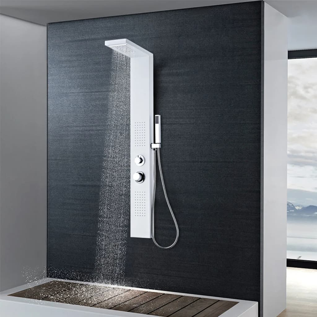 Shower Panel System Aluminium Matte White - Unbeatable Bargains