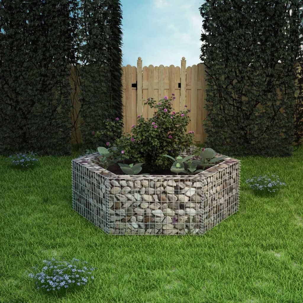 Hexagonal Gabion Raised Bed 160x140x50 cm - R and M Furniture