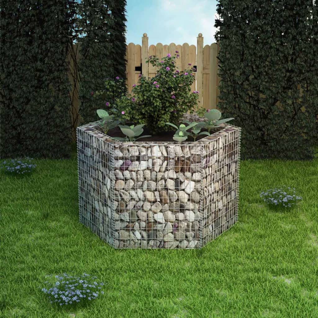 Hexagonal Gabion Raised Bed 160x140x100 cm - Design Hut