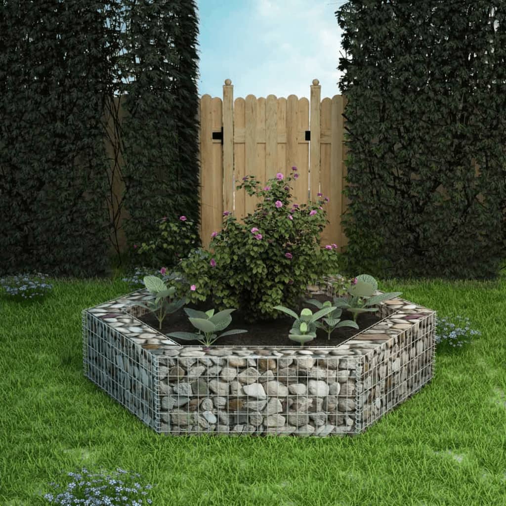 Hexagonal Gabion Raised Bed 200x173x40 cm - R and M Furniture
