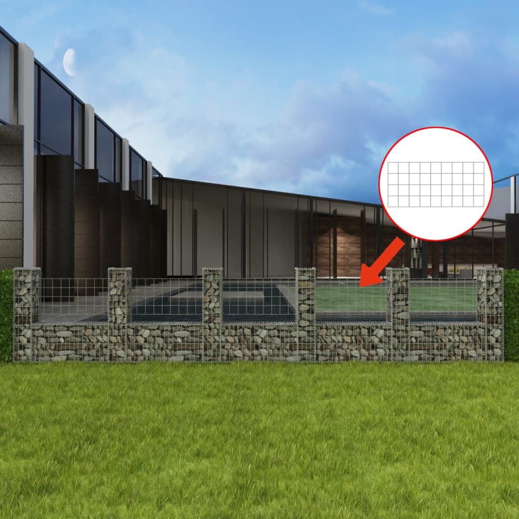 Gabion Basket U-Shape Galvanised Steel 570x20x100 cm - The Home Maker