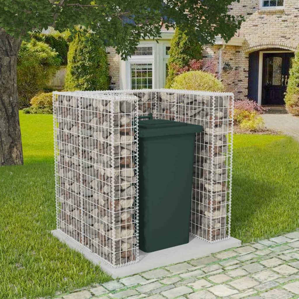 Gabion Single Wheelie Bin Surround Steel 110x100x120 cm - Brittle & Co