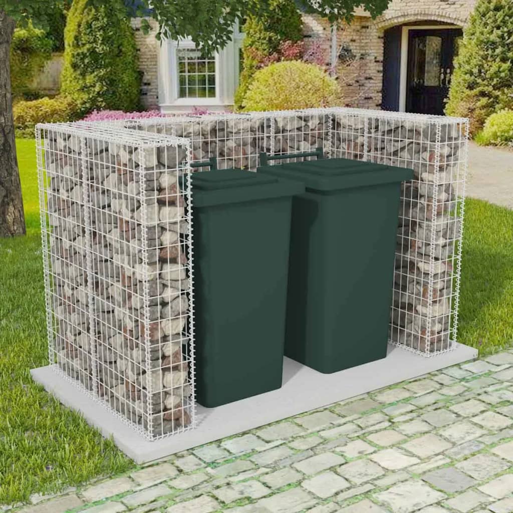 Gabion Double Wheelie Bin Surround Steel 180x100x120 cm - Merkel Designers