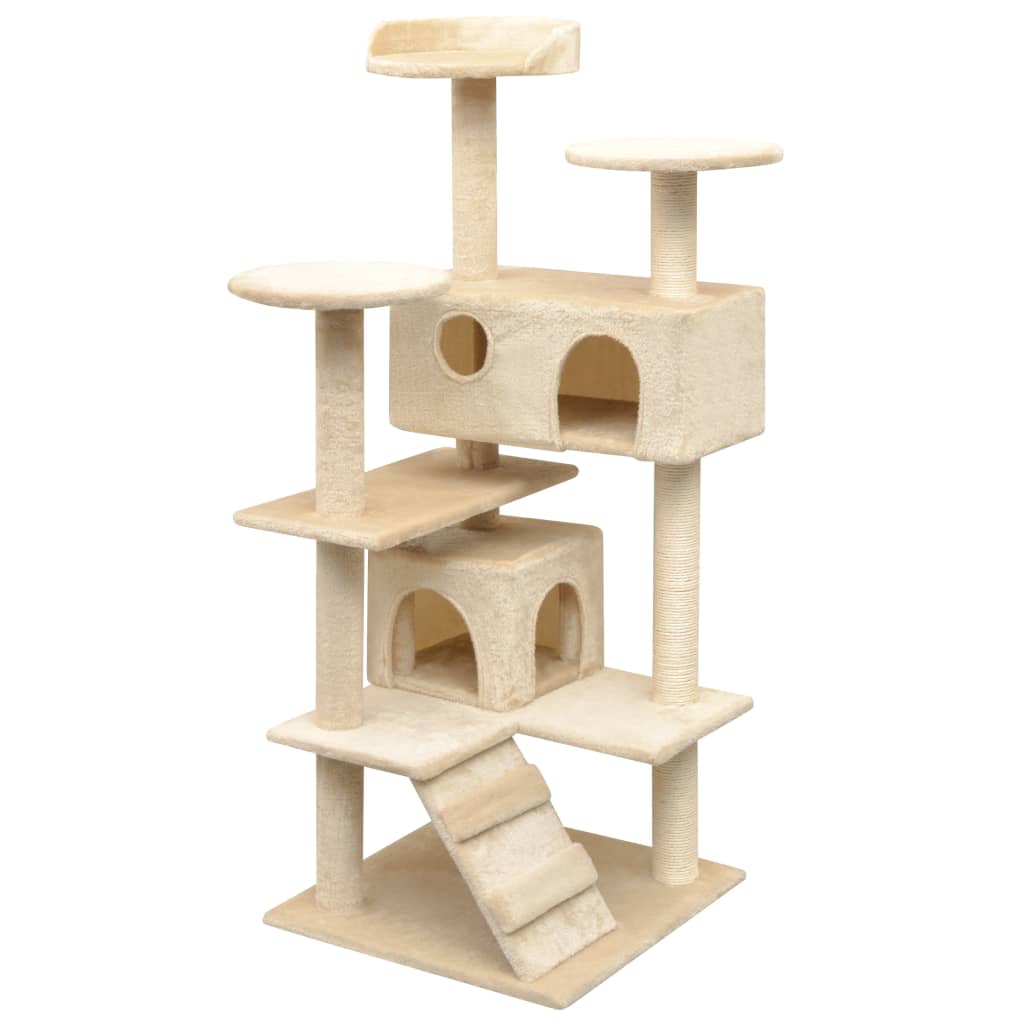 Cat Tree with Sisal Scratching Posts 125 cm Beige - Design Hut