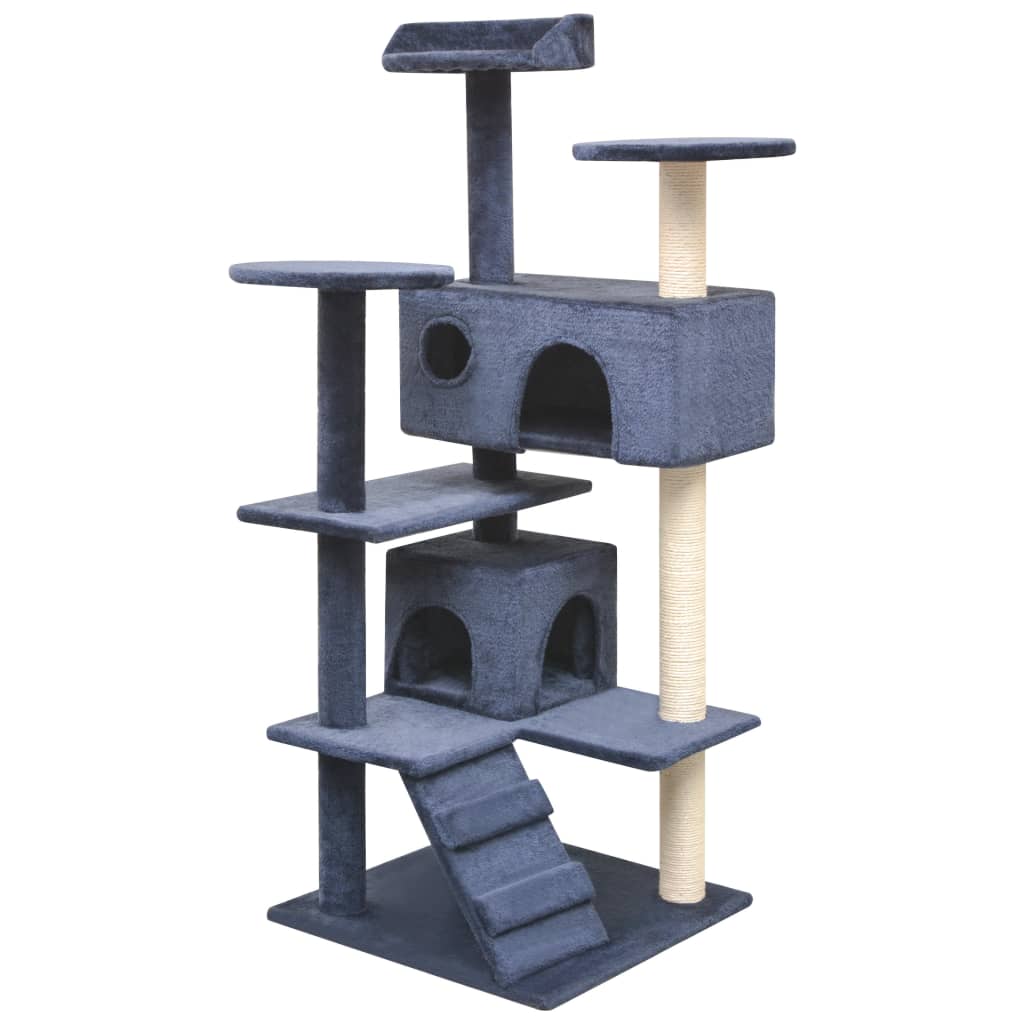 Cat Tree with Sisal Scratching Posts 125 cm Dark Blue - Brittle & Co