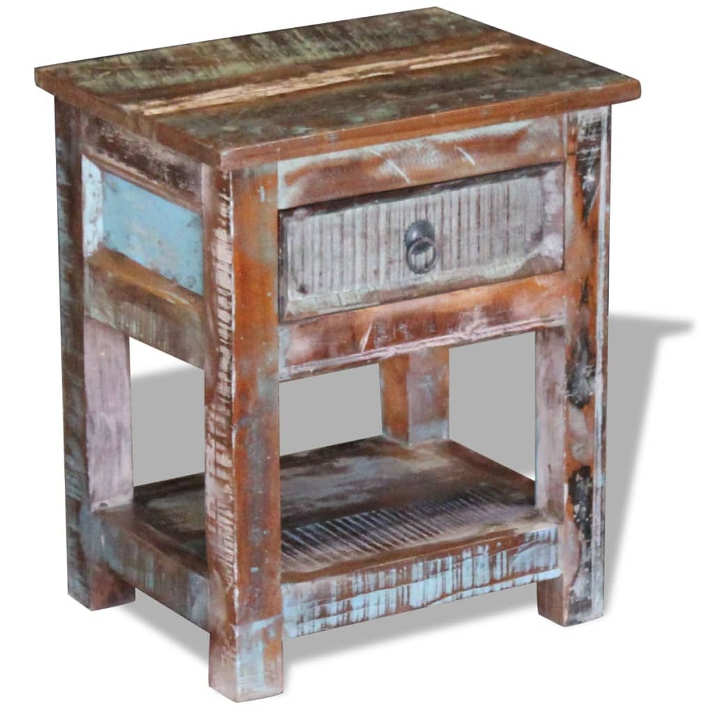 Side Table with 1 Drawer Solid Reclaimed Wood 43x33x51 cm - Casper Homes