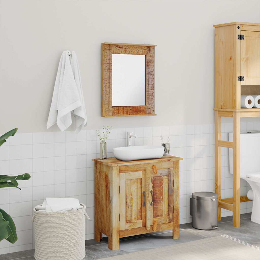 Bathroom Vanity Cabinet with Mirror Solid Mango Wood - Charlotte Dunes