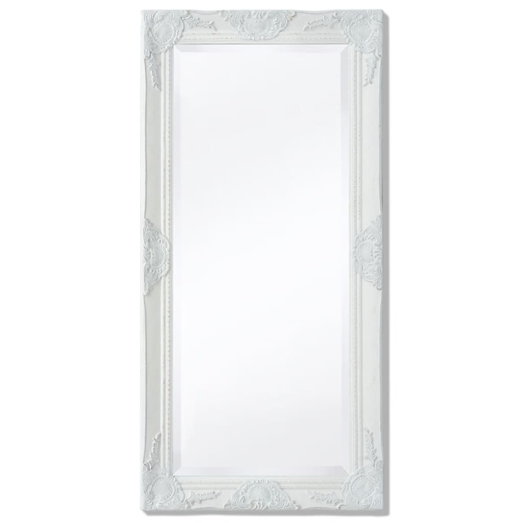 Wall Mirror Baroque Style 100x50 cm White - Merkel Designers