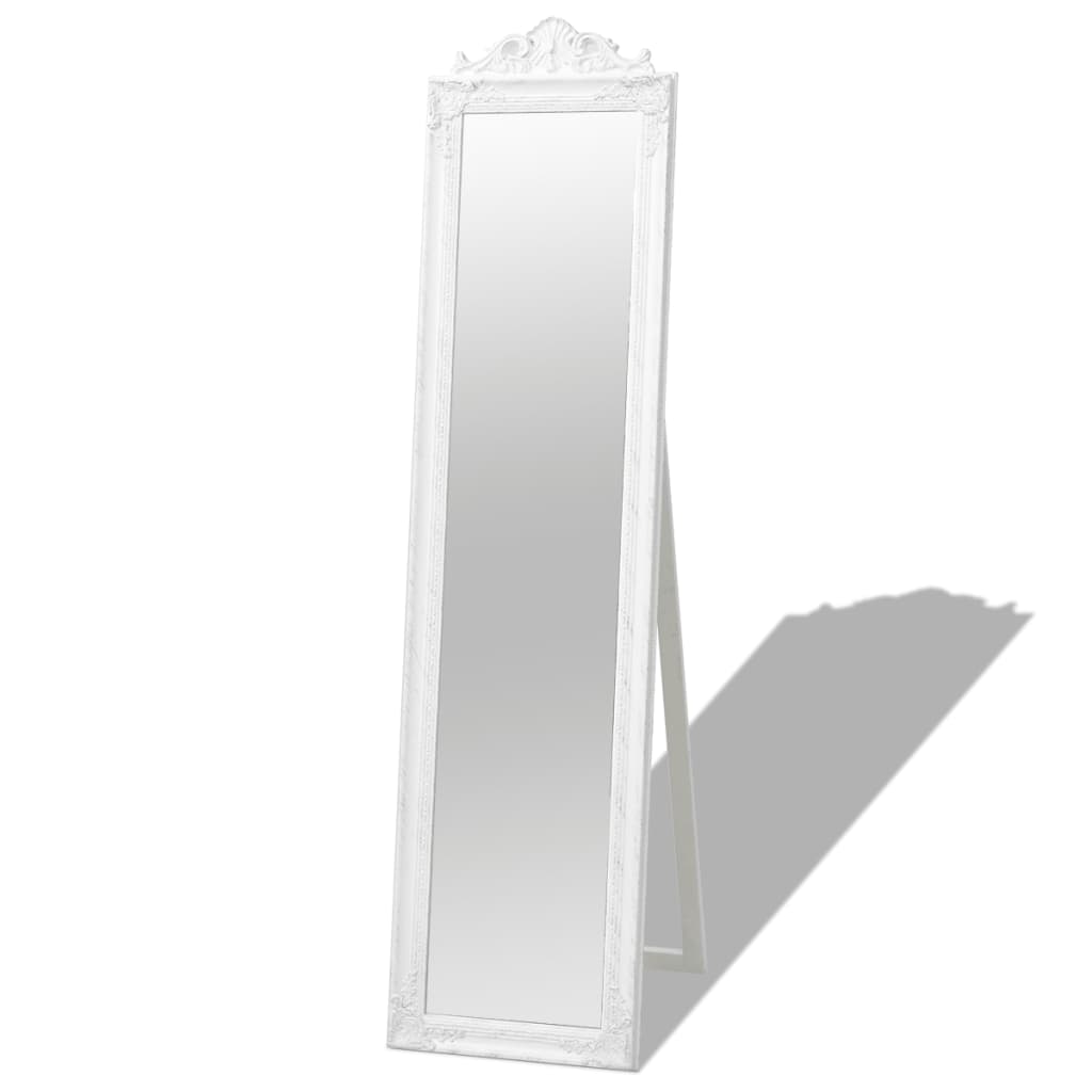 Free-Standing Mirror Baroque Style 160x40 cm White - Unbeatable Bargains