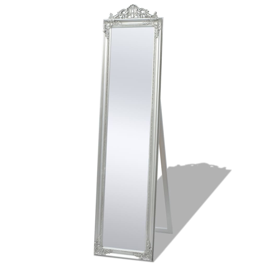 Free-Standing Mirror Baroque Style 160x40 cm Silver - Sid & Sam