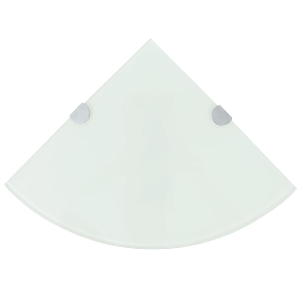 Corner Shelf with Chrome Supports Glass White 25x25 cm - Decor Base