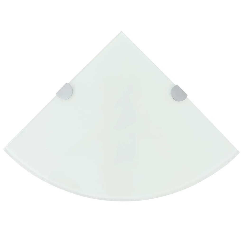 Corner Shelf with Chrome Supports Glass White 35x35 cm - Merkel Designers