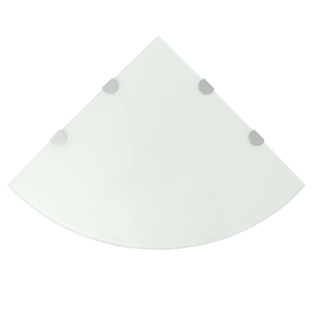 Corner Shelf with Chrome Supports Glass White 45x45 cm - R and M Furniture