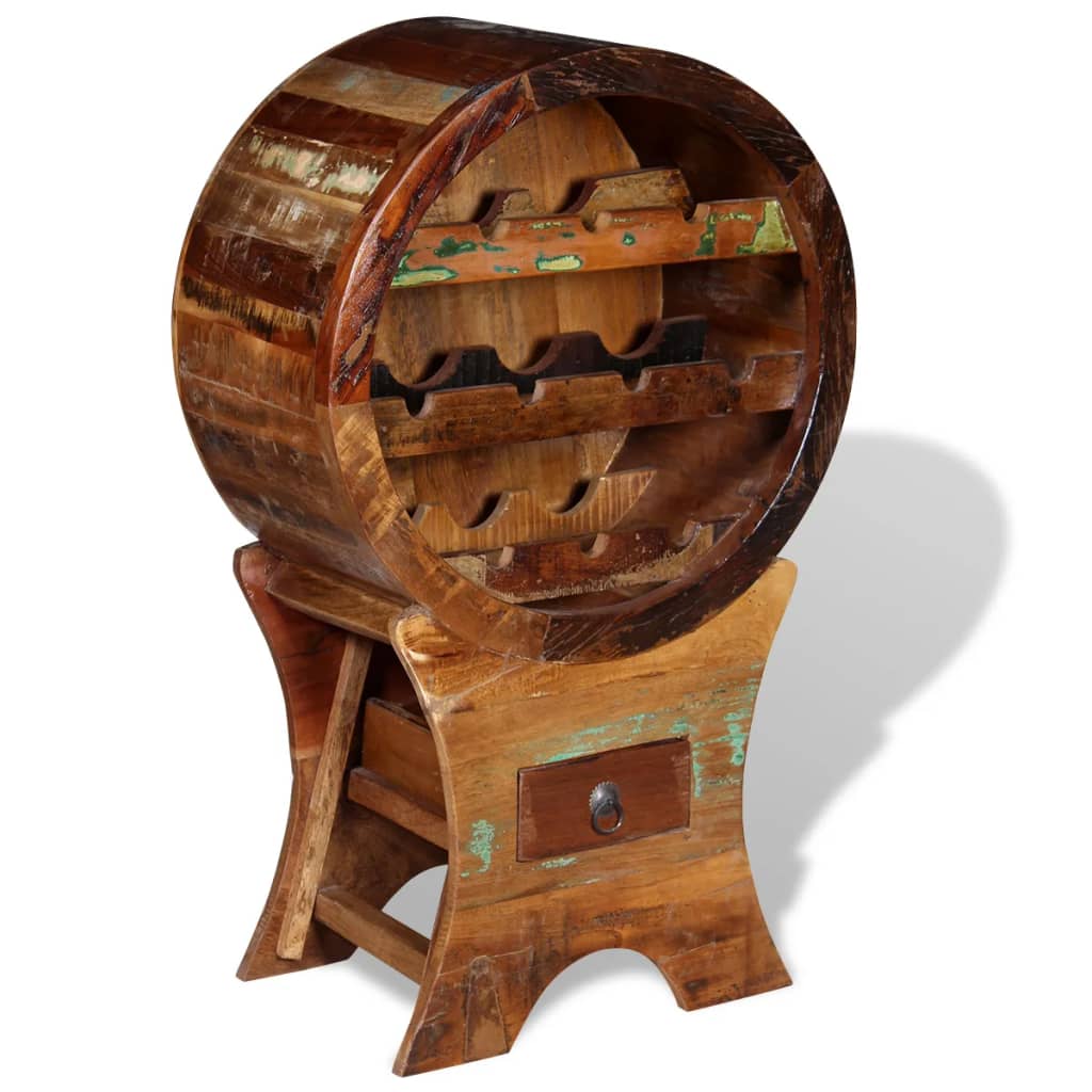 Wine Rack for 10 Bottles Solid Reclaimed Wood - R and M Furniture