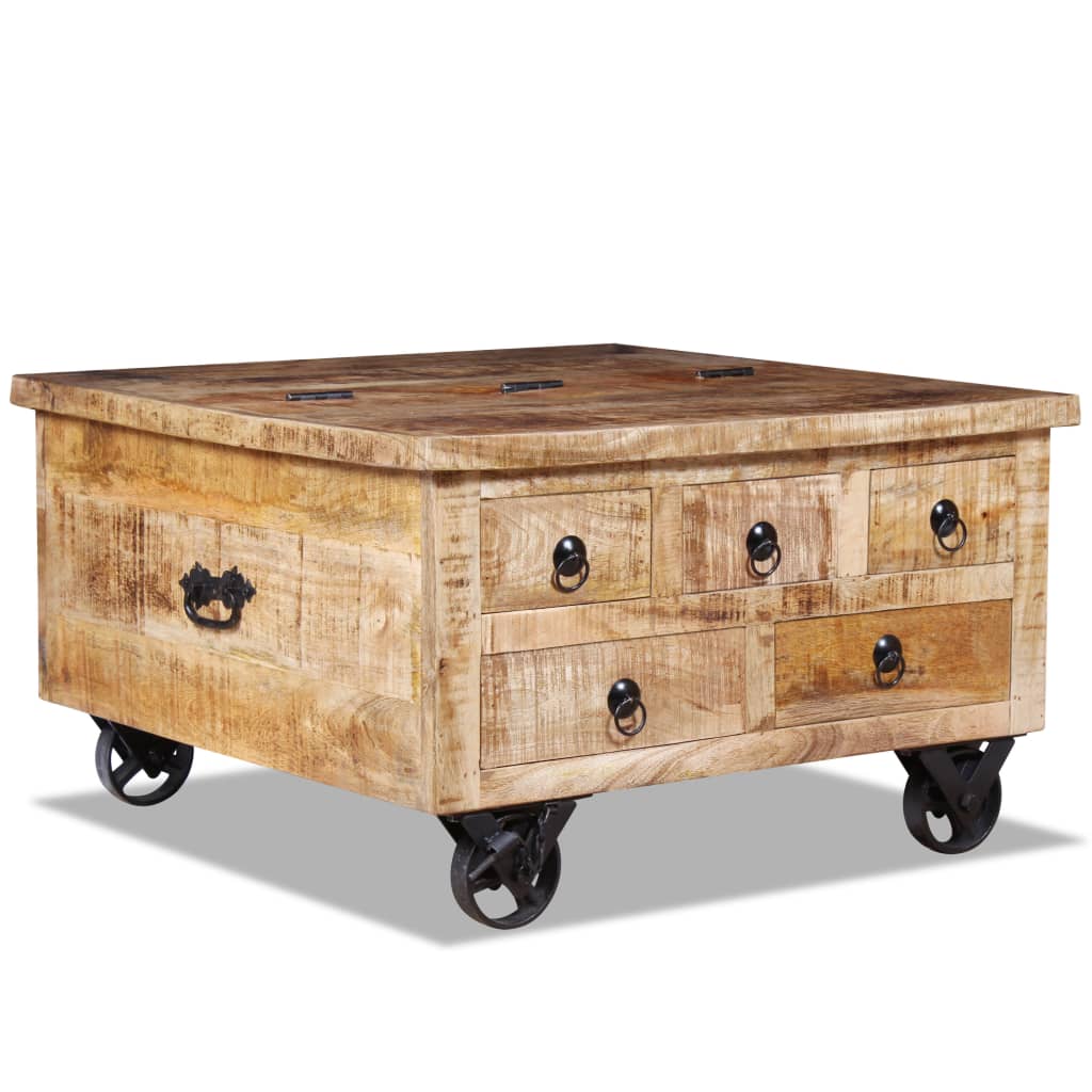 Coffee Table Rough Mango Wood 70x70x40 cm - Style and Chic