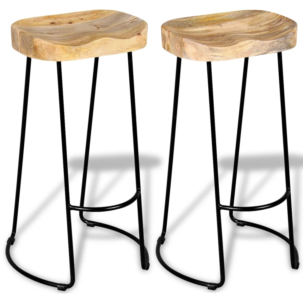 Bar Stools 2 pcs Solid Mango Wood - Discount Dealers