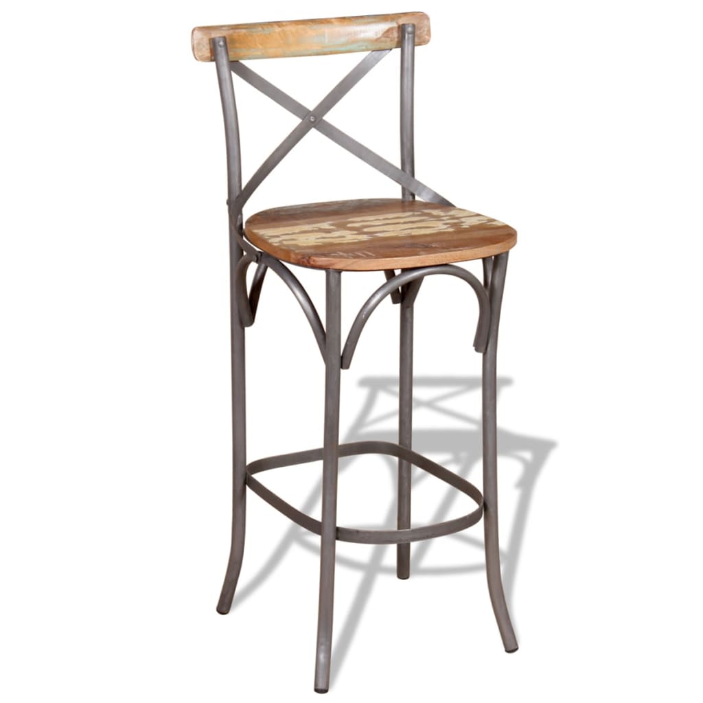 Bar Chair Solid Reclaimed Wood - Merlin Deals