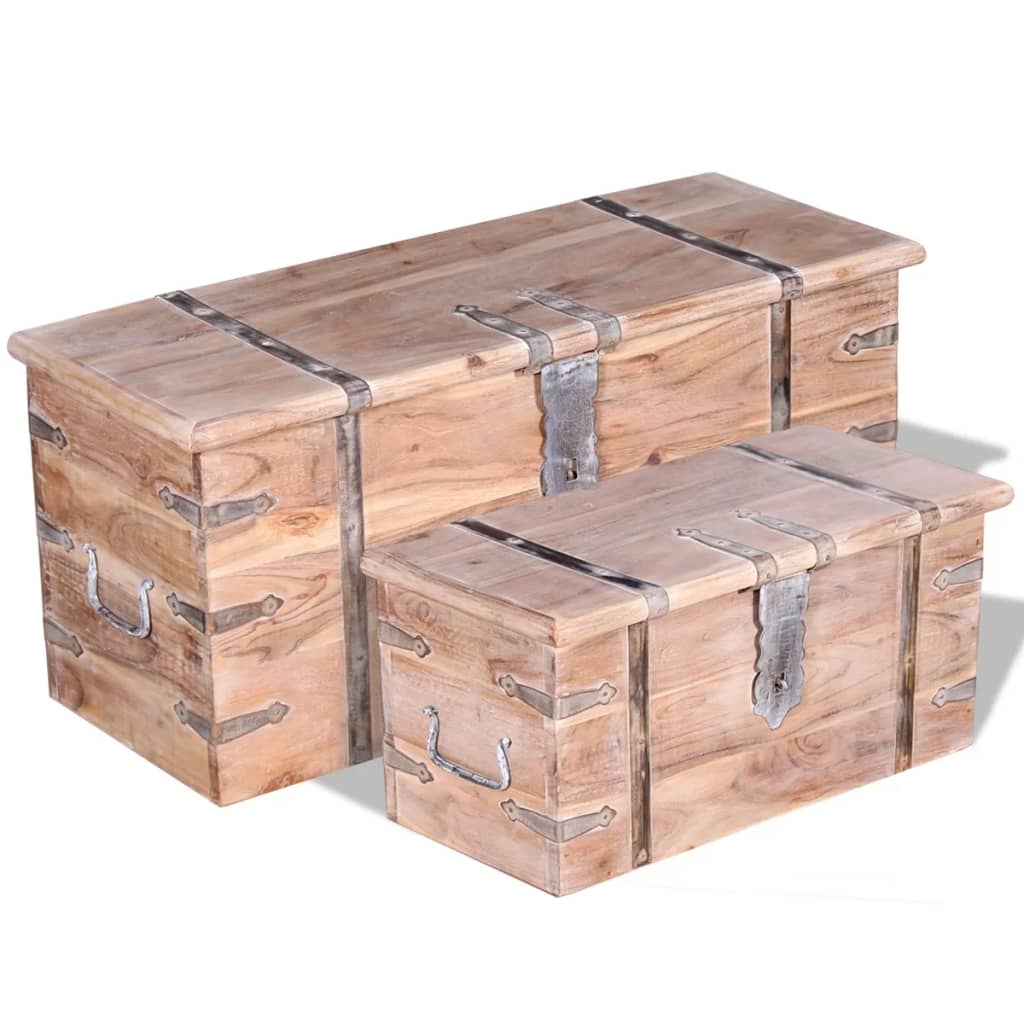 Two Piece Storage Chest Set Acacia Wood - Merlin Deals