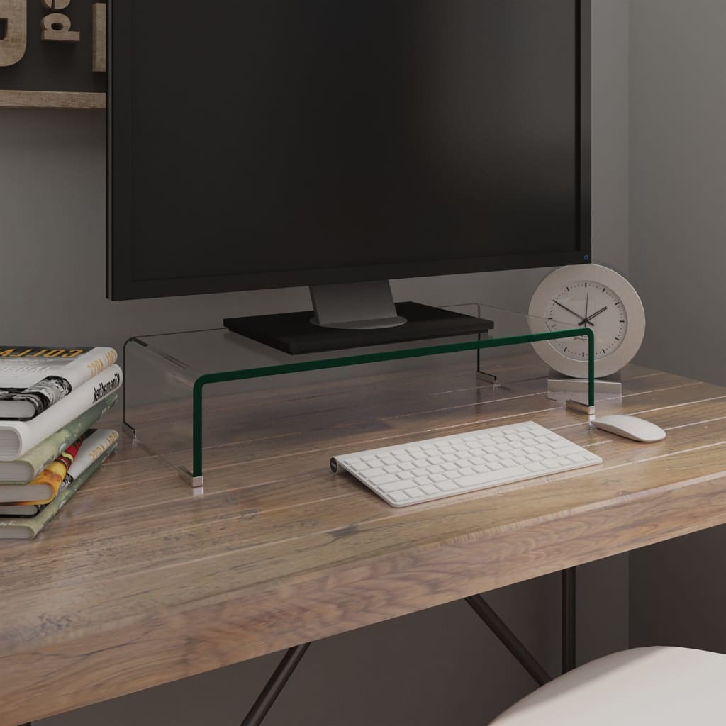 TV Stand/Monitor Riser Glass Clear 60x25x11 cm - Tyrell & Tyrell