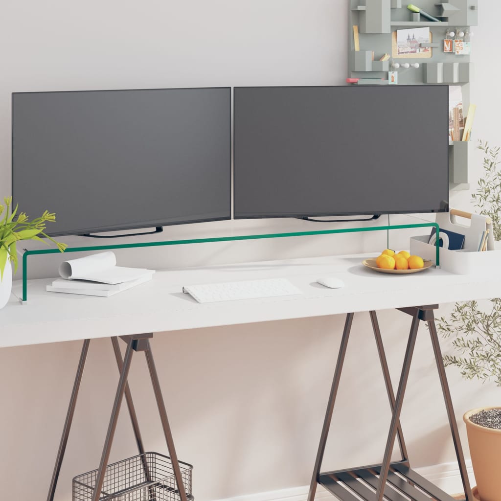 TV Stand/Monitor Riser Glass Clear 120x30x13 cm - Direct Imports