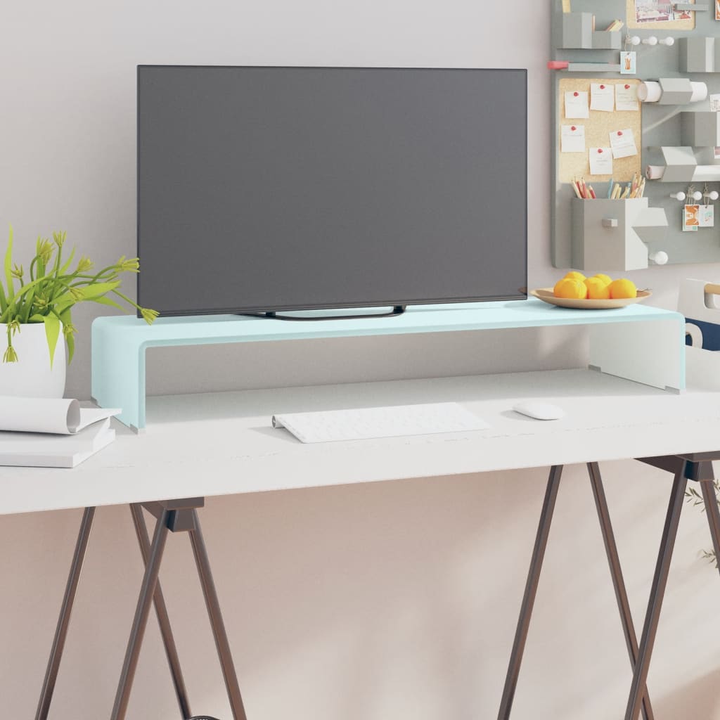 TV Stand/Monitor Riser Glass Green 90x30x13 cm - The Home Maker
