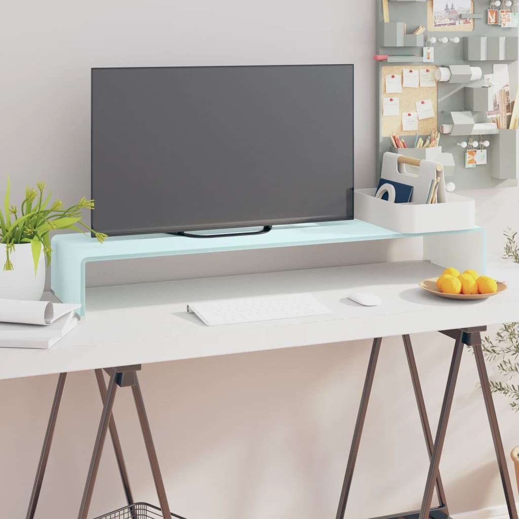 TV Stand/Monitor Riser Glass Green 100x30x13 cm - Sid & Sam