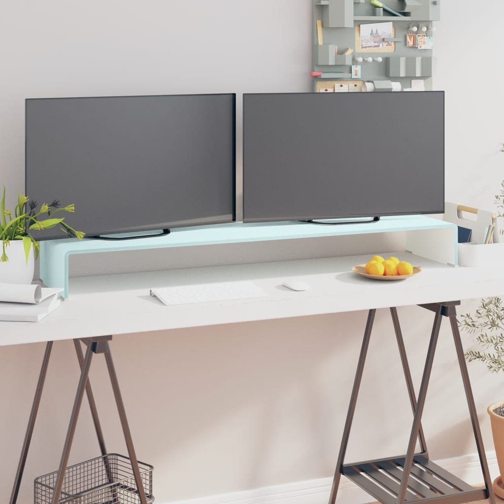TV Stand/Monitor Riser Glass Green 120x30x13 cm - All Things Good