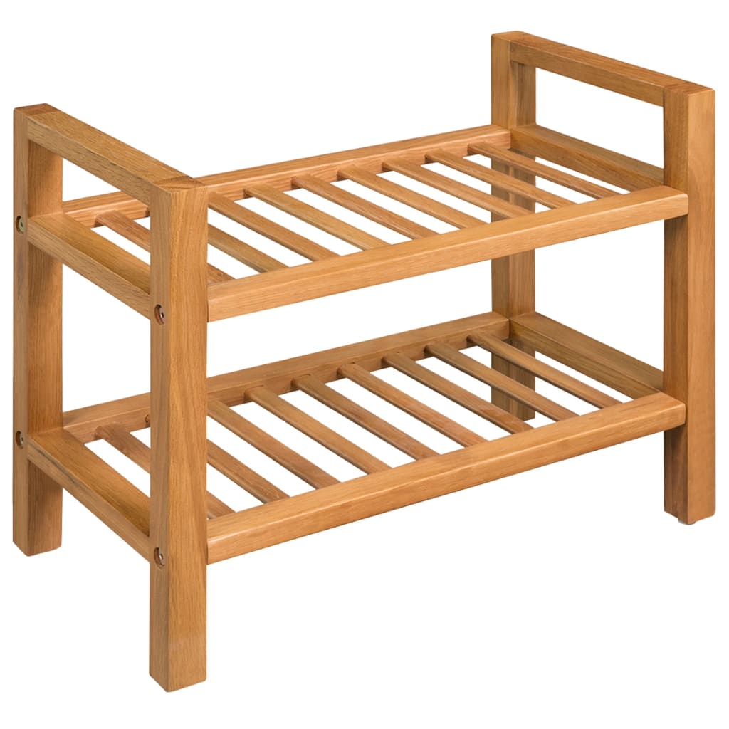 Shoe Rack with 2 Shelves 50x27x40 cm Solid Oak Wood - Unbeatable Bargains