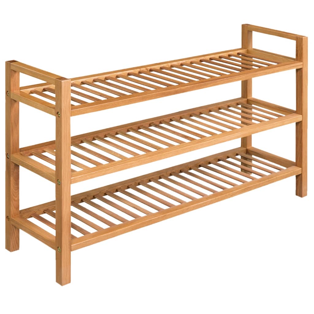 Shoe Rack with 3 Shelves 100x27x60 cm Solid Oak Wood - Charlotte Dunes
