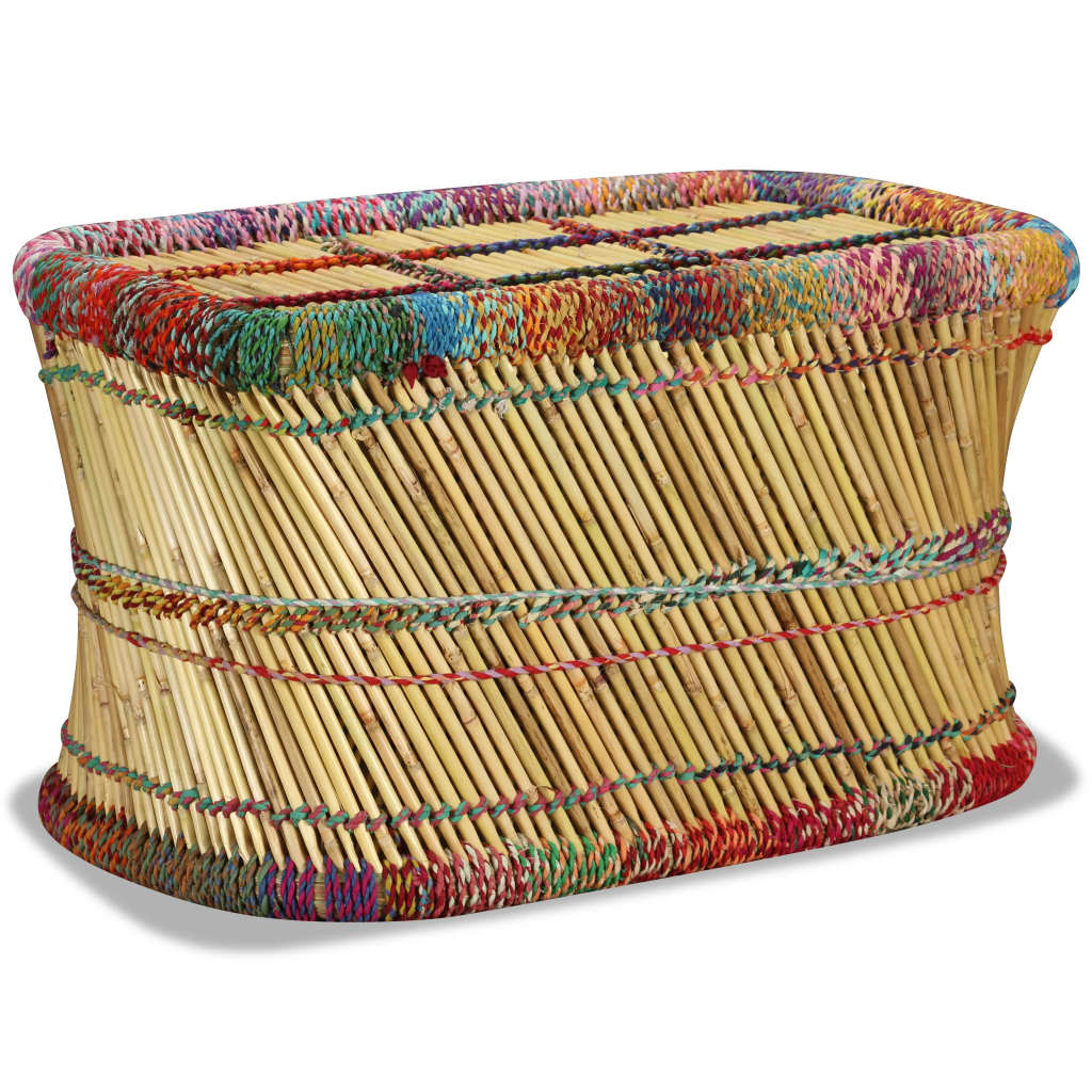 Coffee Table Bamboo with Chindi Details Multicolour - Direct Imports