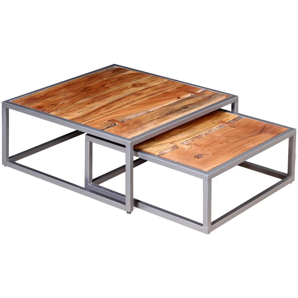Two Piece Coffee Table Set Solid Acacia Wood - Discount Dealers