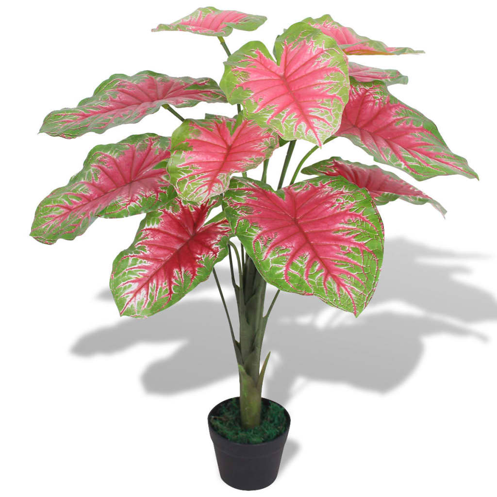 Artificial Caladium Plant with Pot 85 cm Green and Red - Decor Base