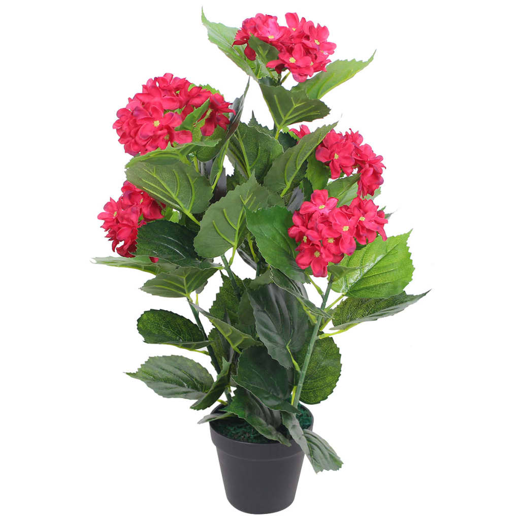 Artificial Hydrangea Plant with Pot 60 cm Red - Unbeatable Bargains