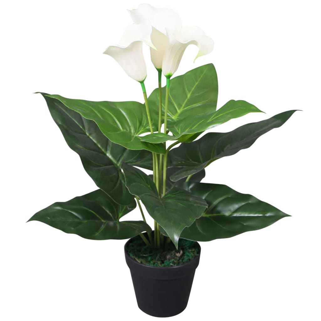 Artificial Calla Lily Plant with Pot 45 cm White - Decor Base