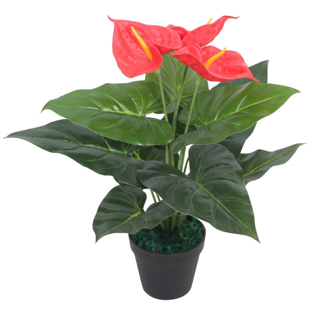 Artificial Anthurium Plant with Pot 45 cm Red and Yellow - Casper Homes
