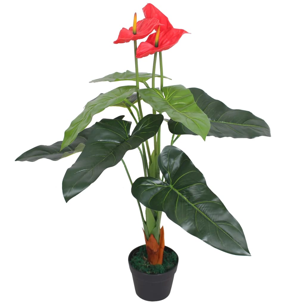 Artificial Anthurium Plant with Pot 90 cm Red and Yellow - R and M Furniture