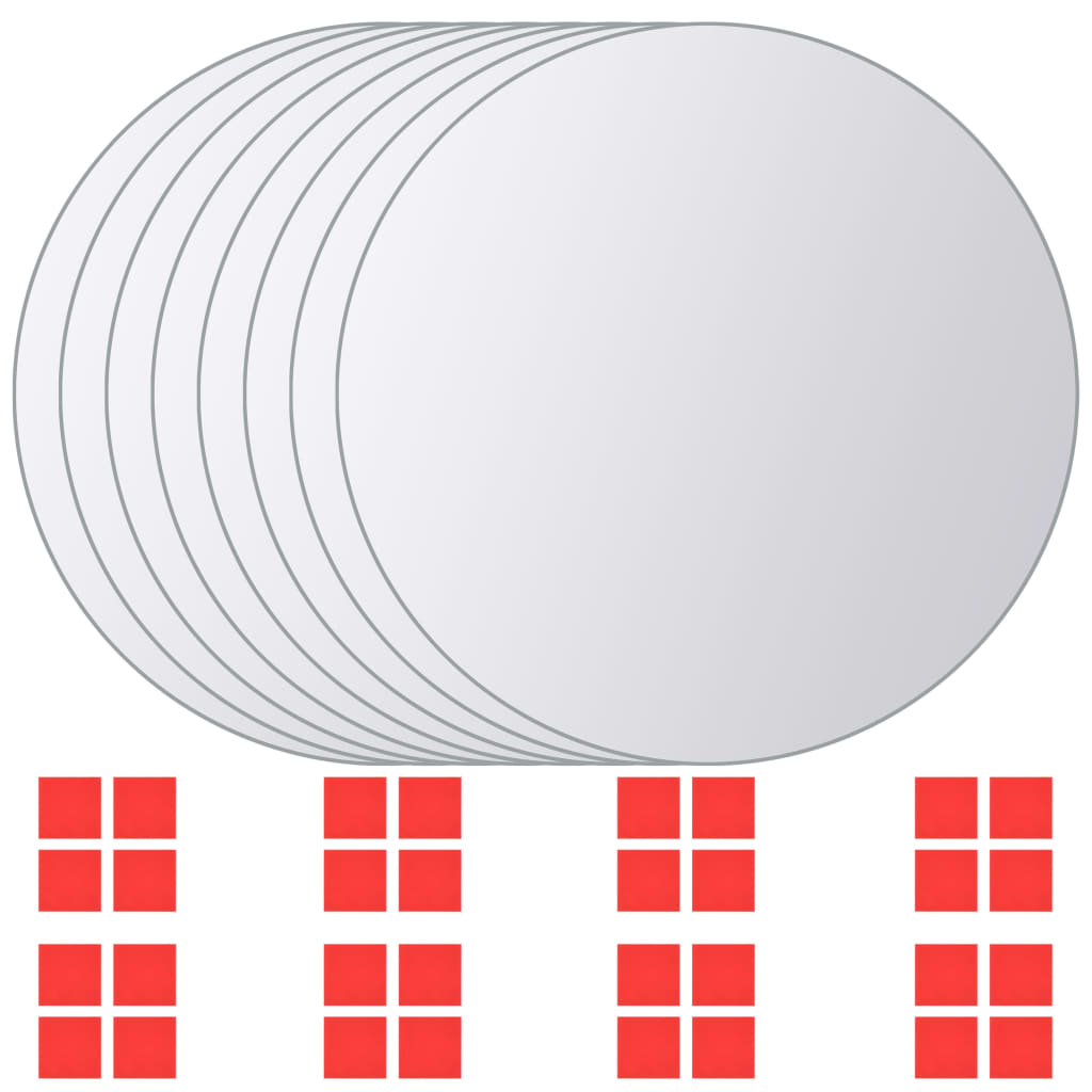 8 pcs Mirror Tiles Round Glass - Unbeatable Bargains