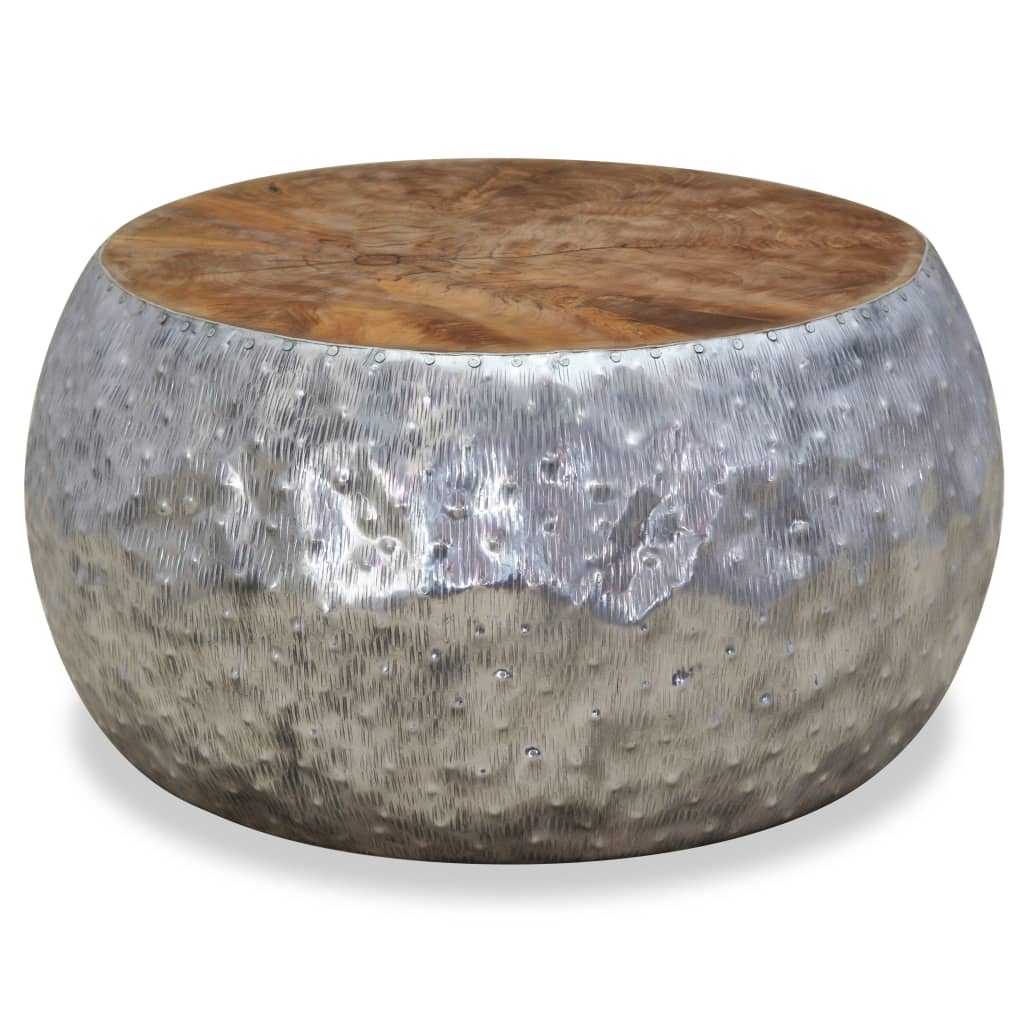Coffee Table Aluminium Teak 60x60x30 cm - All Things Good