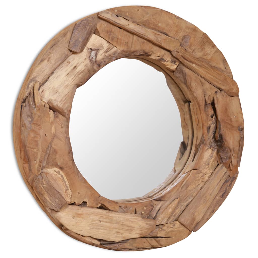 Decorative Mirror Teak 60 cm Round - Casper Homes