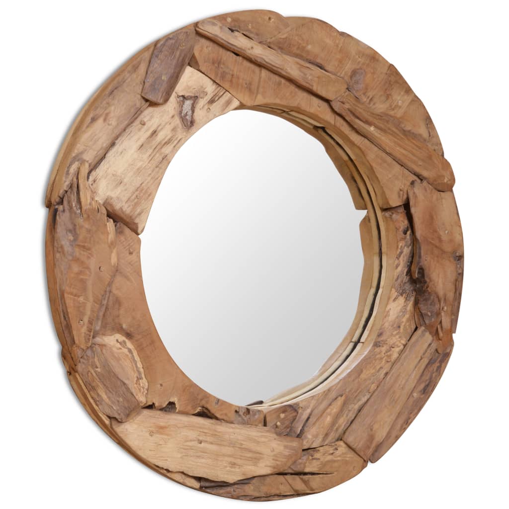 Decorative Mirror Teak 80 cm Round - Direct Imports